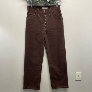 NWOT Levi’s Ribcage Straight Ankle Brown Denim Jeans 25
